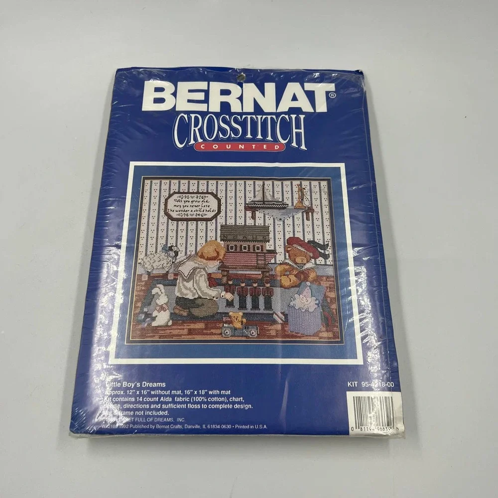 Bernat Crosstitch Counted NEW Sealed Vintage‎ 1992 Little Boy's Dream 16x18 Mat